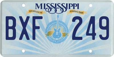MS license plate BXF249
