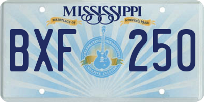 MS license plate BXF250