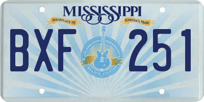 MS license plate BXF251
