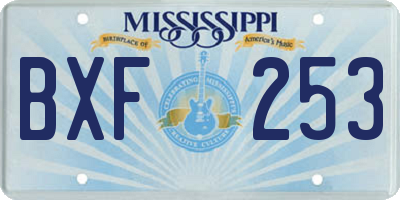 MS license plate BXF253