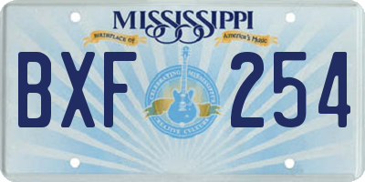 MS license plate BXF254