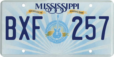 MS license plate BXF257