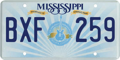 MS license plate BXF259