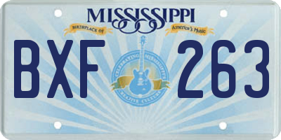 MS license plate BXF263