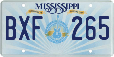 MS license plate BXF265