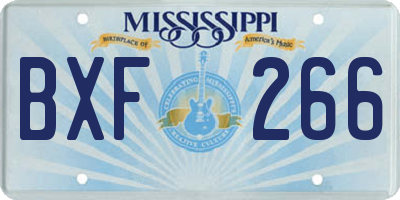 MS license plate BXF266