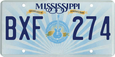 MS license plate BXF274