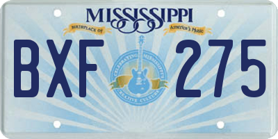 MS license plate BXF275