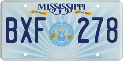 MS license plate BXF278