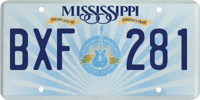 MS license plate BXF281