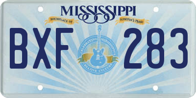 MS license plate BXF283