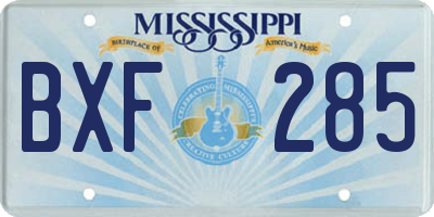 MS license plate BXF285