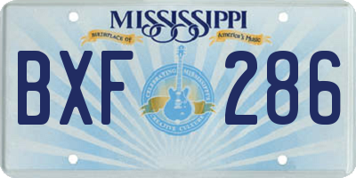 MS license plate BXF286