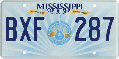 MS license plate BXF287