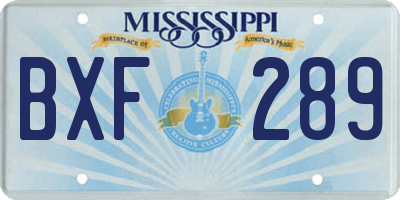 MS license plate BXF289