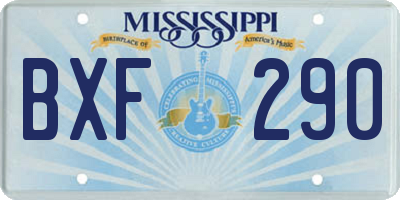 MS license plate BXF290