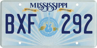MS license plate BXF292