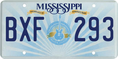 MS license plate BXF293