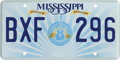 MS license plate BXF296