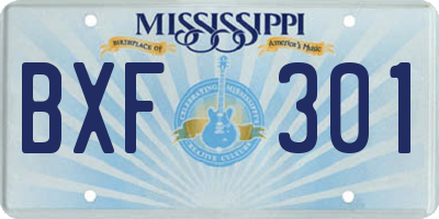 MS license plate BXF301
