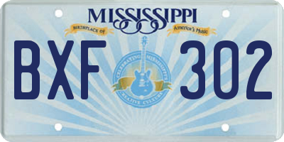 MS license plate BXF302