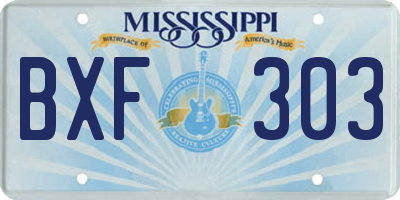 MS license plate BXF303