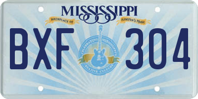 MS license plate BXF304