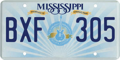 MS license plate BXF305