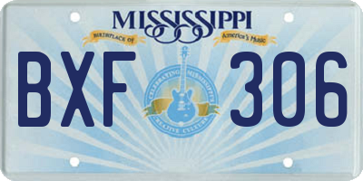 MS license plate BXF306