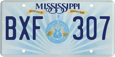 MS license plate BXF307