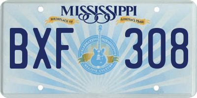 MS license plate BXF308