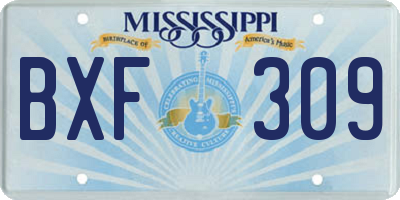 MS license plate BXF309