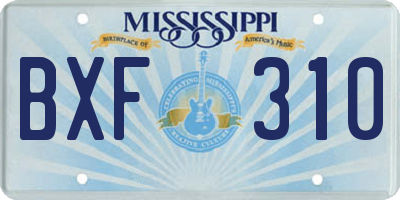 MS license plate BXF310