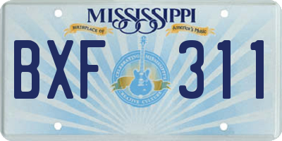 MS license plate BXF311