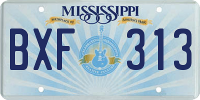 MS license plate BXF313