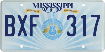 MS license plate BXF317
