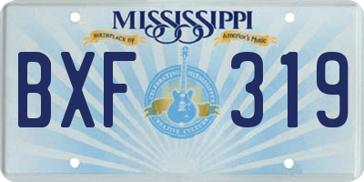 MS license plate BXF319