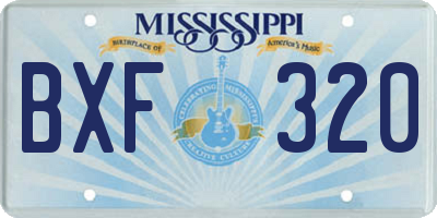 MS license plate BXF320