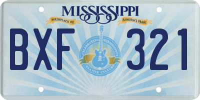 MS license plate BXF321