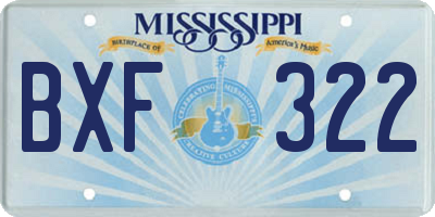 MS license plate BXF322
