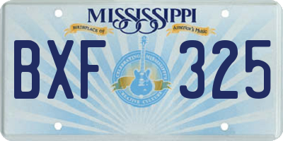 MS license plate BXF325
