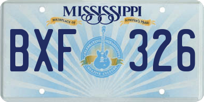 MS license plate BXF326