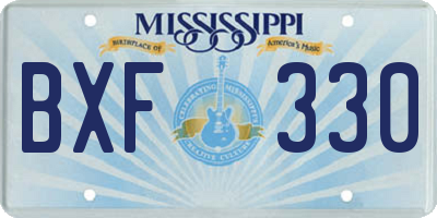 MS license plate BXF330