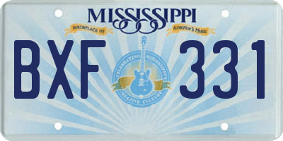 MS license plate BXF331