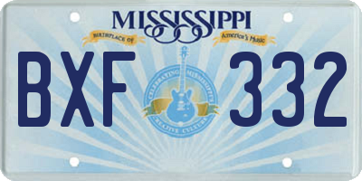 MS license plate BXF332