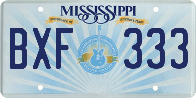 MS license plate BXF333