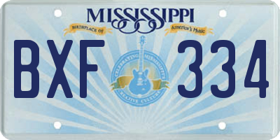 MS license plate BXF334