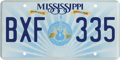 MS license plate BXF335