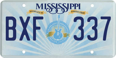 MS license plate BXF337