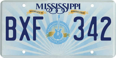 MS license plate BXF342